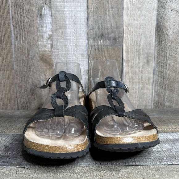 Womens Haflinger Black Leather Casual Comfort Slip On Sandals Slides Size EU 40 - Picture 3 of 9